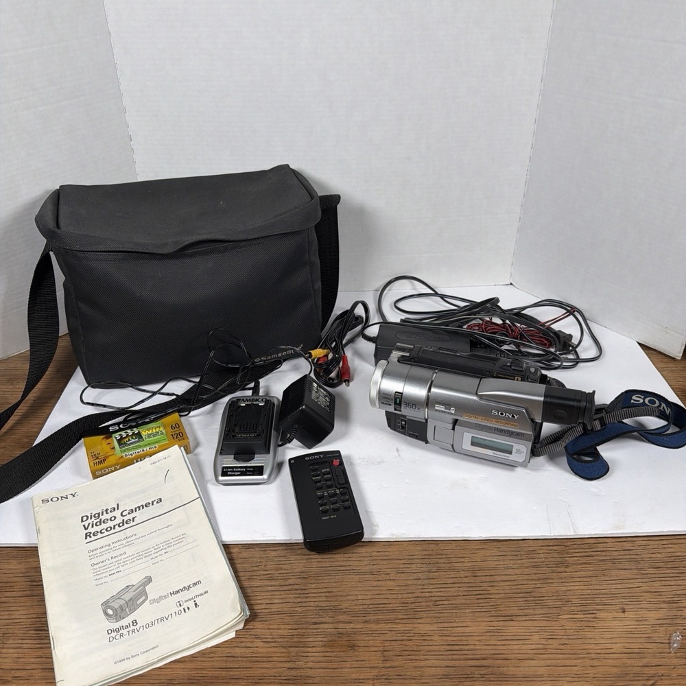 Sony Handycam DCR-TRV103 Digital8 Hi8 Camcorder w/Power Adapter,Battery & Extras